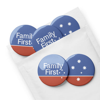 Set of Family First pin buttons