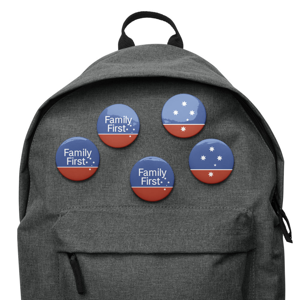 Set of Family First pin buttons