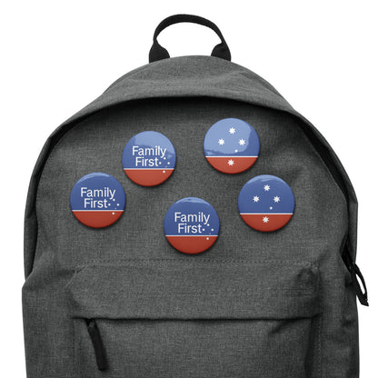 Set of Family First pin buttons